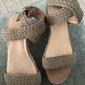 Stuart Weitzman Alexlo Espadrille Jute Wedge Cream/Size 8